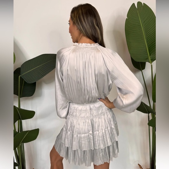 RESET BY JANE Jamie Silky Mini Dress in Silver - Picture 3 of 7